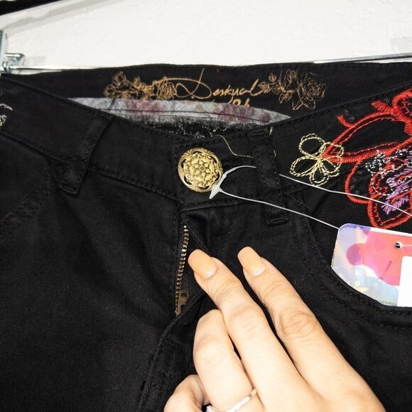 NWT Desigual Black Embroidered Port Pants Size 0 - Picture 6 of 13